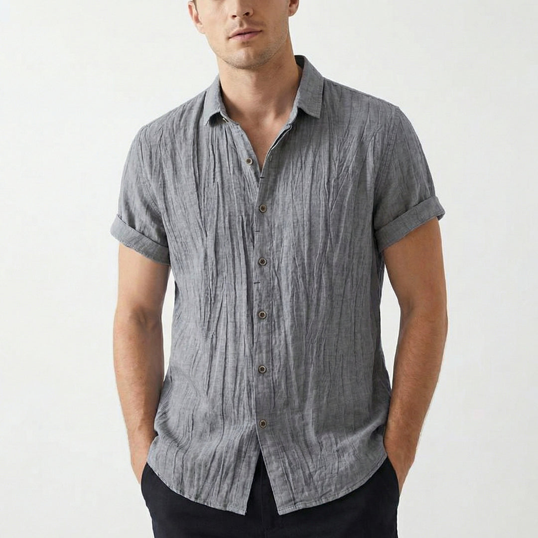 Pablo | Camicia a Maniche Corte da Uomo con Tessuto Stropicciato e Taglio Largo | Estiva
