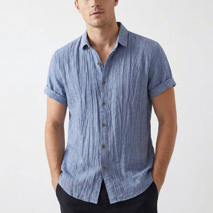 Pablo | Camicia a Maniche Corte da Uomo con Tessuto Stropicciato e Taglio Largo | Estiva
