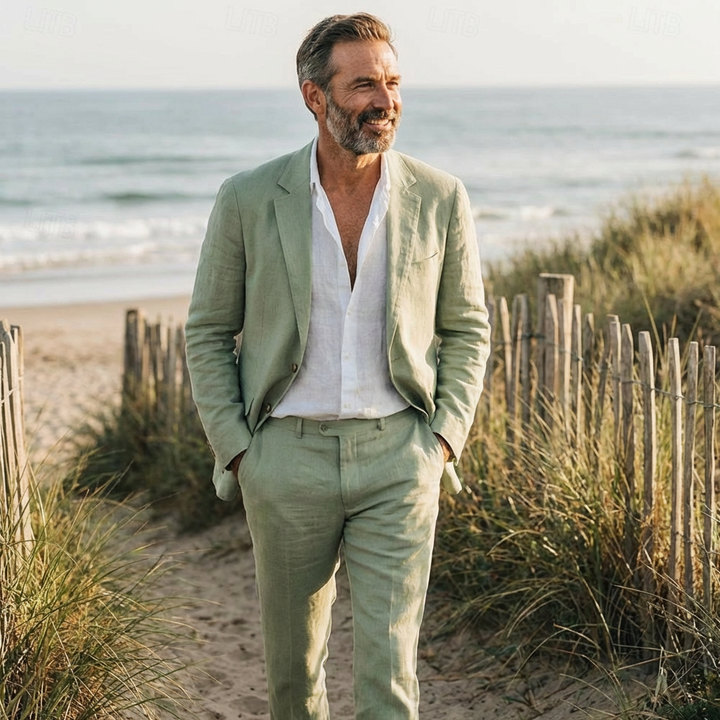 Pablo | Traje Dos Piezas Hombre Con Corte Relajado Y Solapa Clásica | Veraniego