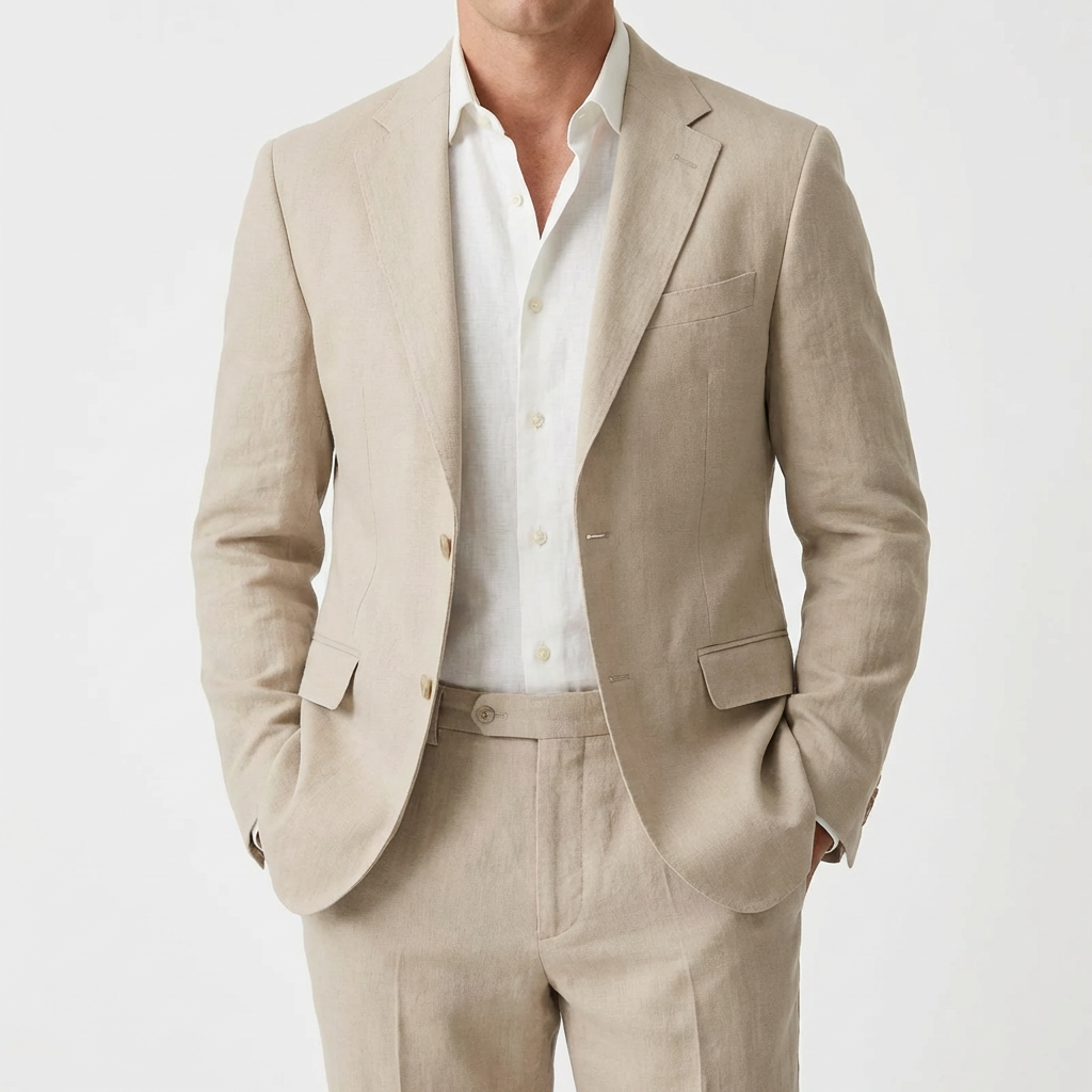 Pablo | Traje Dos Piezas Hombre Con Corte Relajado Y Solapa Clásica | Veraniego