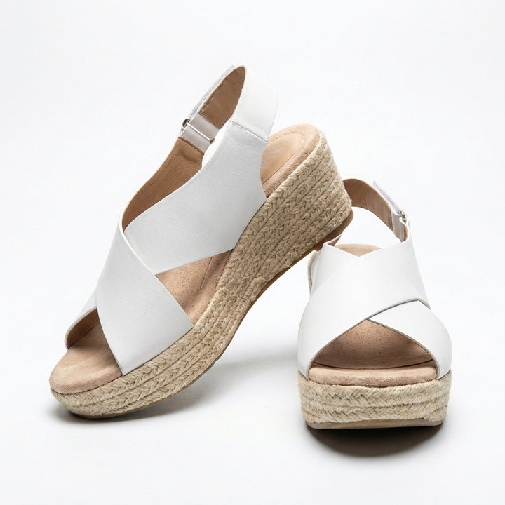 Palmira | Sandali Donna Zeppa di Paglia con Cinghie Incrociate