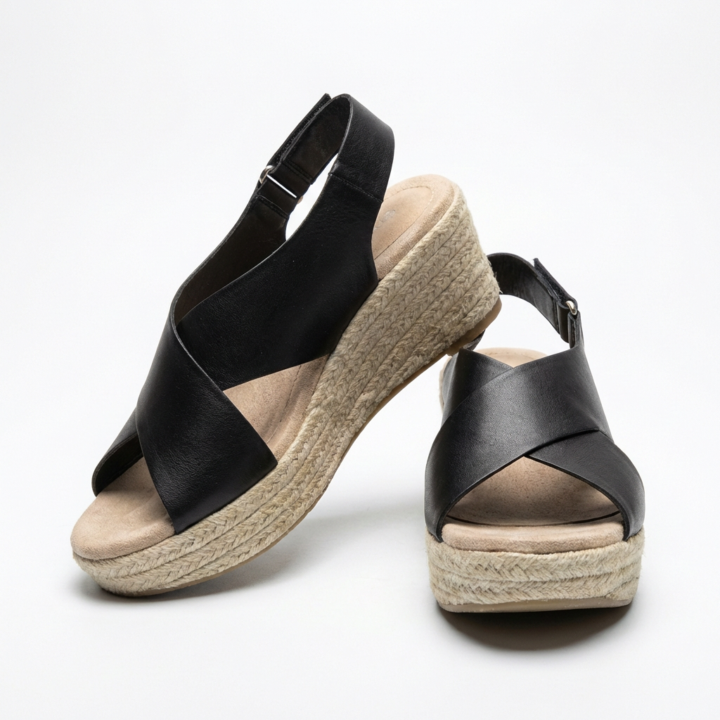 Palmira | Sandali Donna Zeppa di Paglia con Cinghie Incrociate