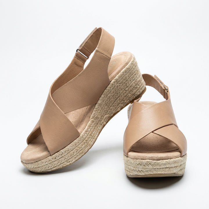 Palmira | Sandali Donna Zeppa di Paglia con Cinghie Incrociate