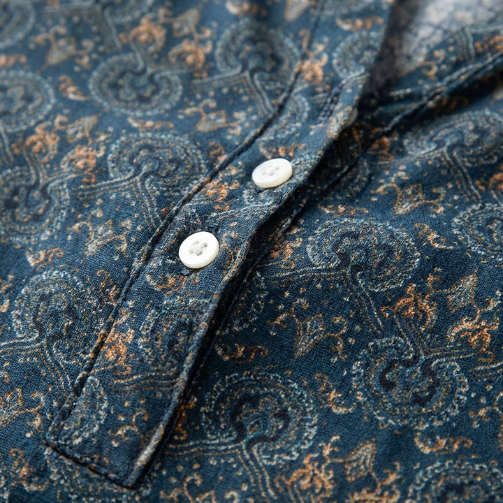 Paloma | Blusa Stampata Collo alla Coreana Manica Lunga Donna