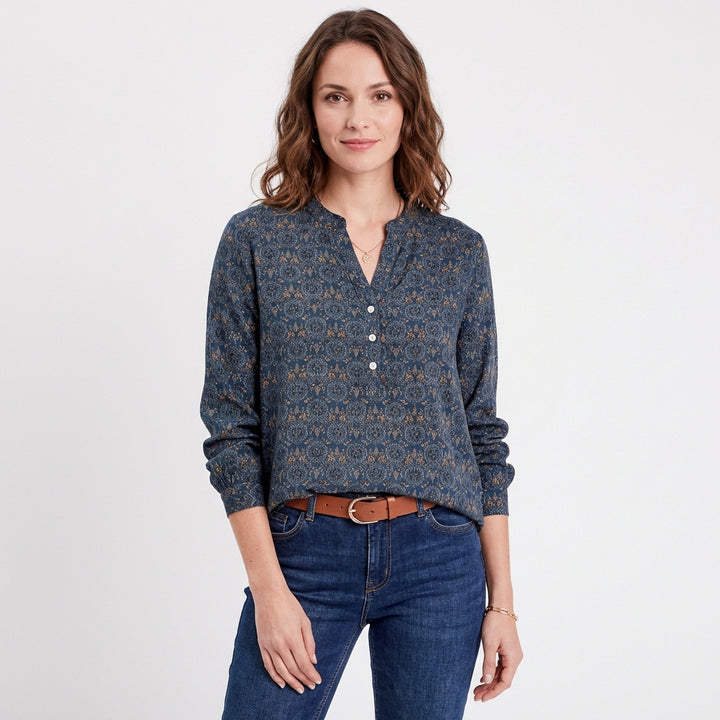 Paloma | Blusa Stampata Collo alla Coreana Manica Lunga Donna
