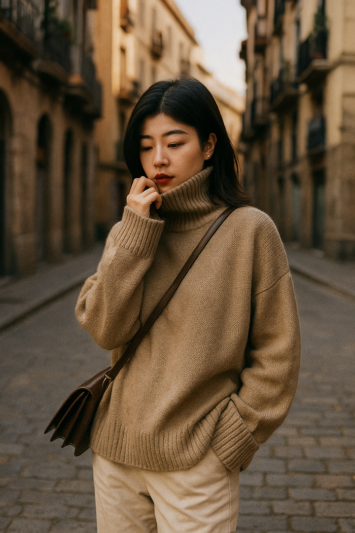 Paloma | Jersey Mujer Holgado Cuello Alto | Cálido