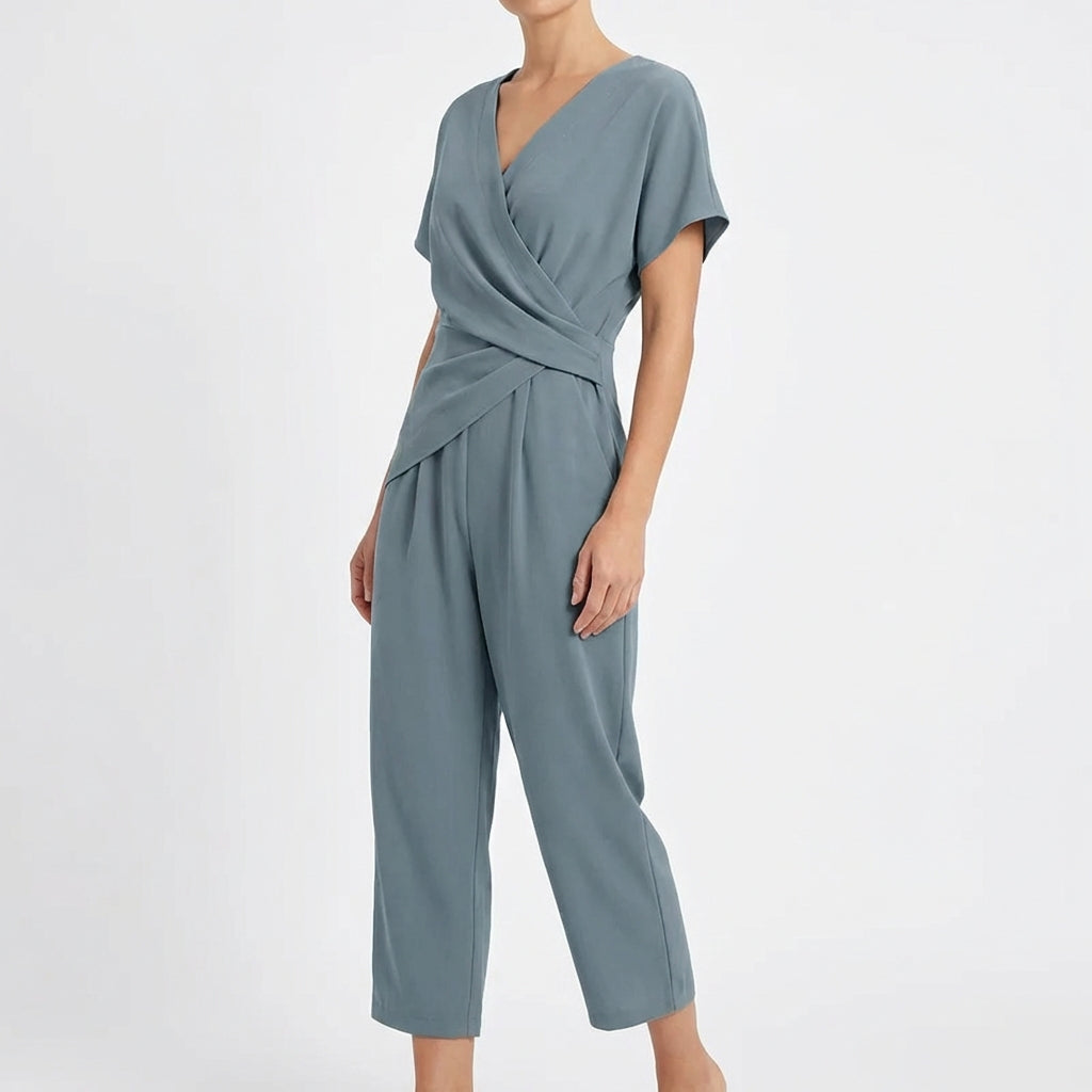 Paloma | Donna Tuta Incrociata a Manica Corta Elegante