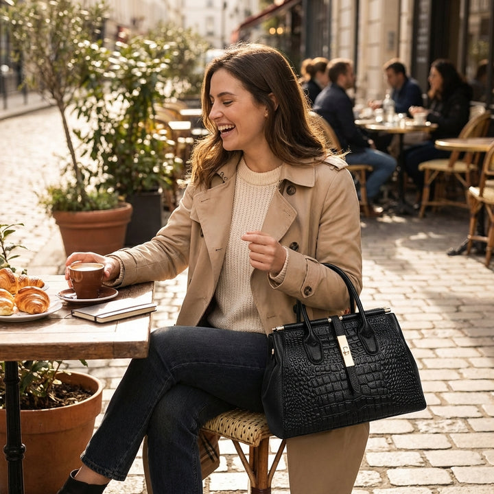 Perpetua | Borsa da Donna a Mano Incisa a Coccodrillo