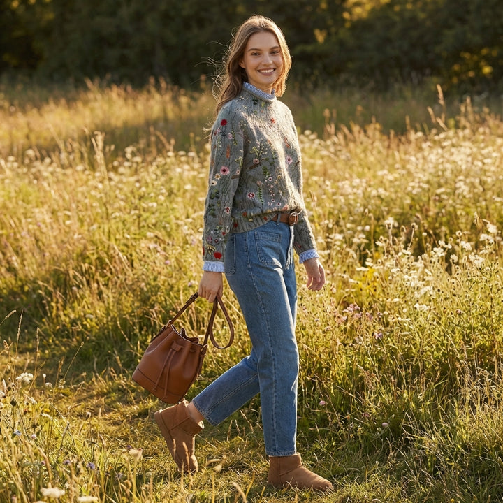 Pradera | Maglia Ricamata Floreale Donna