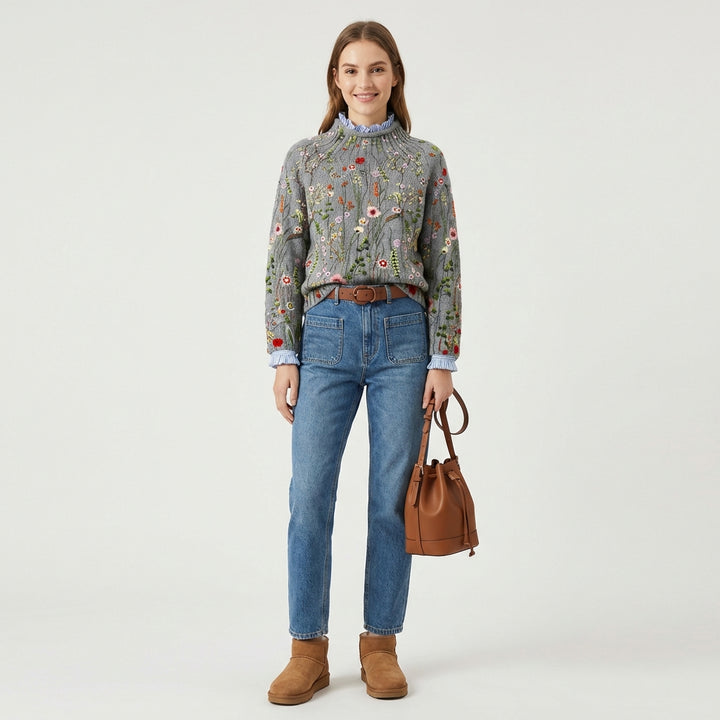 Pradera | Maglia Ricamata Floreale Donna