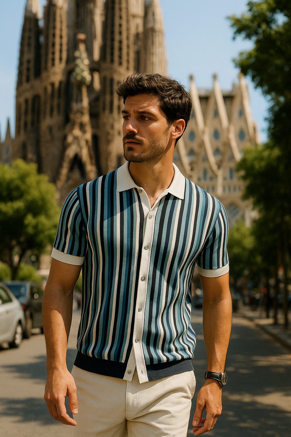 Rafael | Polo Masculino Rayado Elegante | Negocio