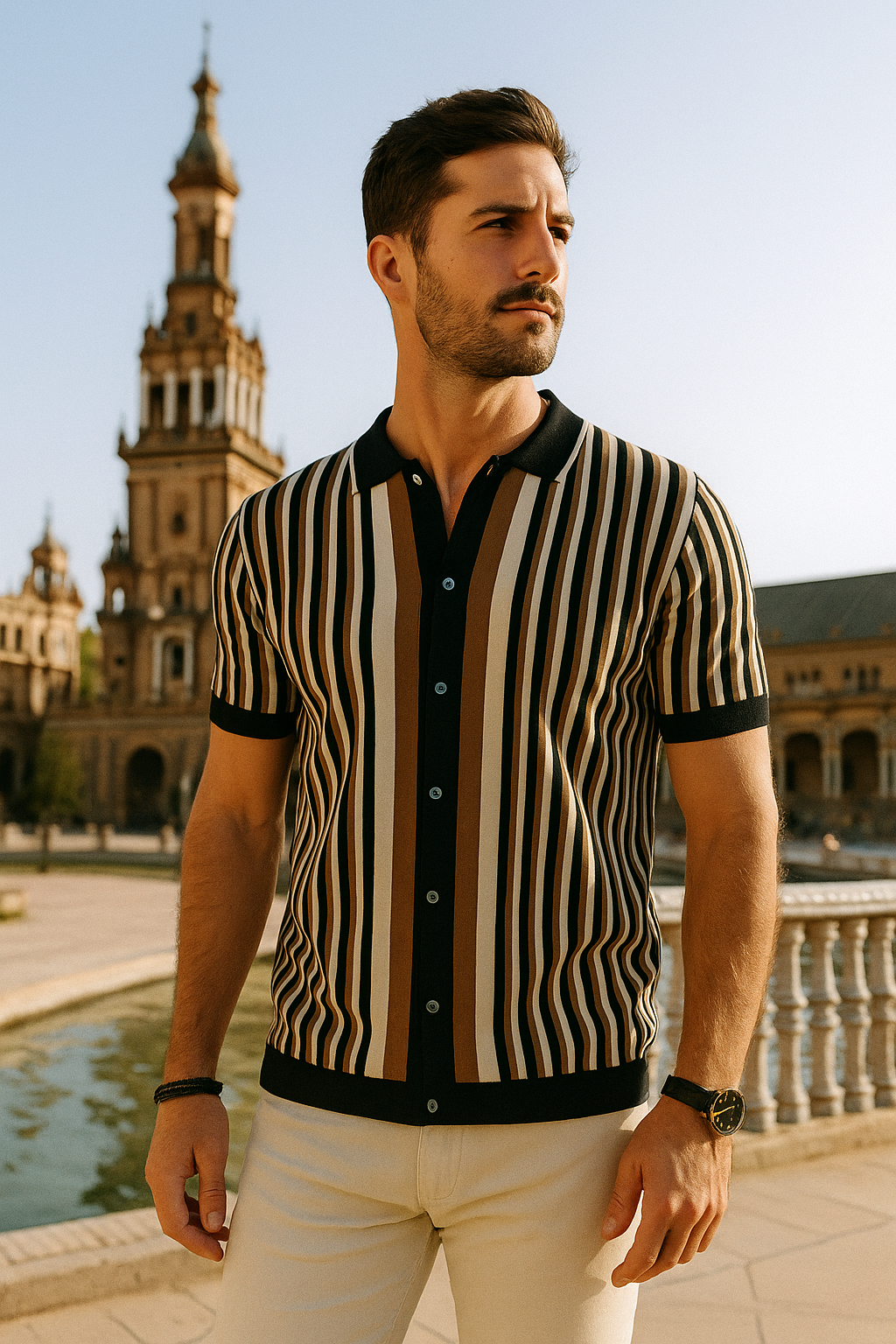 Rafael | Polo Masculino Rayado Elegante | Negocio