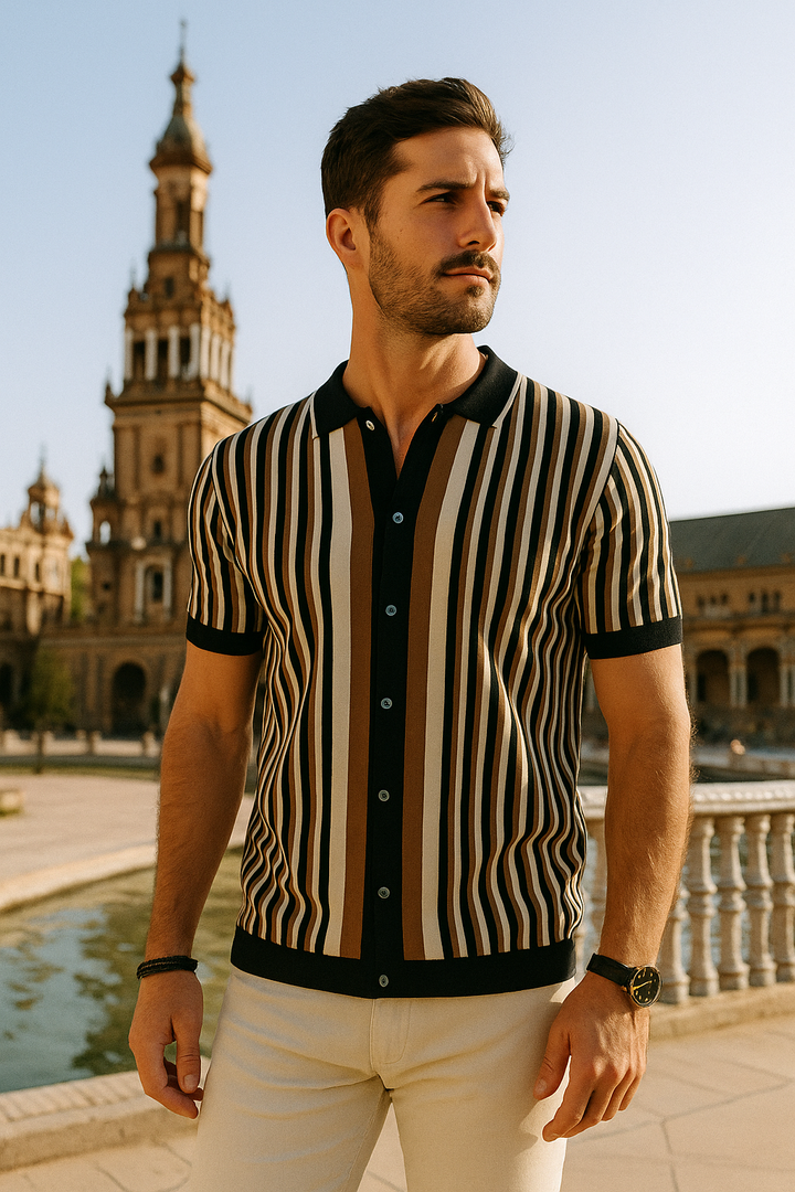 Rafael | Polo Masculino Rayado Elegante | Negocio