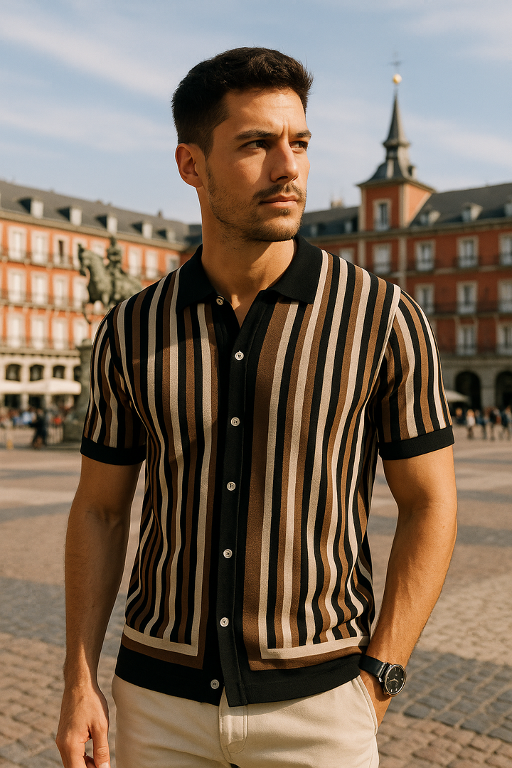 Rafael | Polo Masculino Rayado Elegante | Negocio