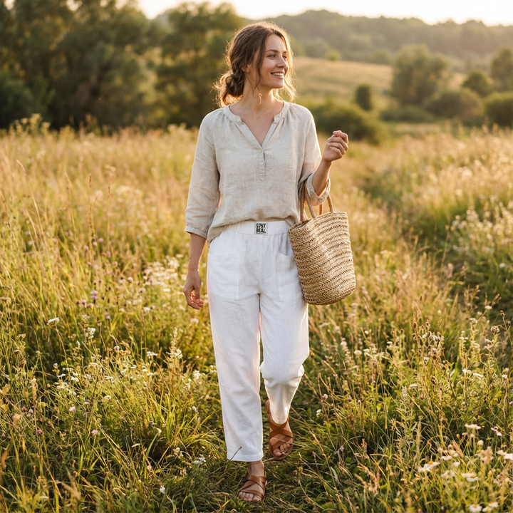 Rea | Pantalones Rectos de Cintura Elástica para Mujer