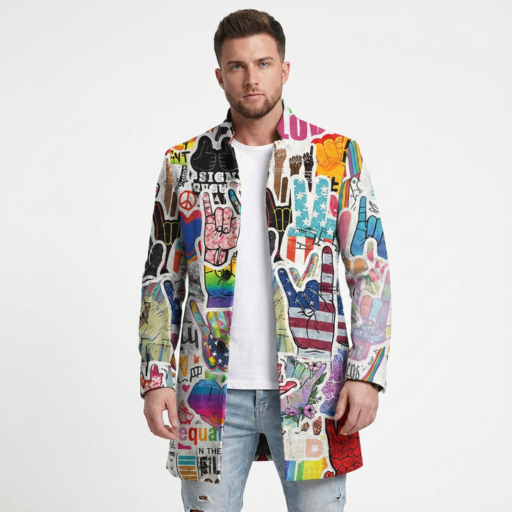 Reid | Cappotto Lungo Stampato da Uomo