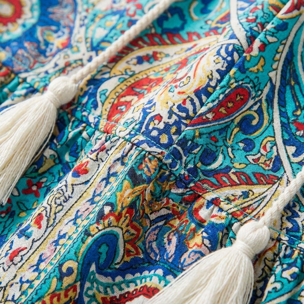 Remedios | Abito lungo Paisley con nappine donna Boho