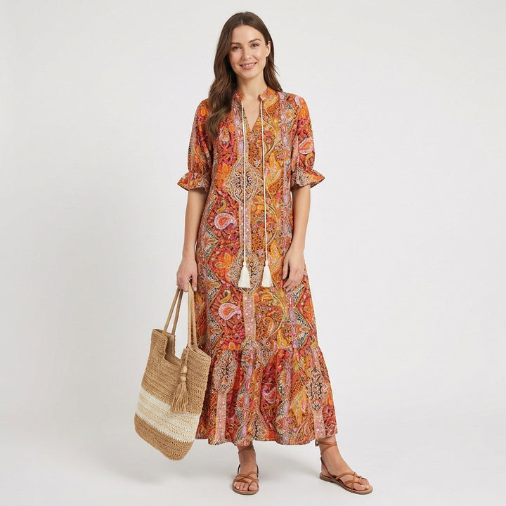 Remedios | Abito lungo Paisley con nappine donna Boho