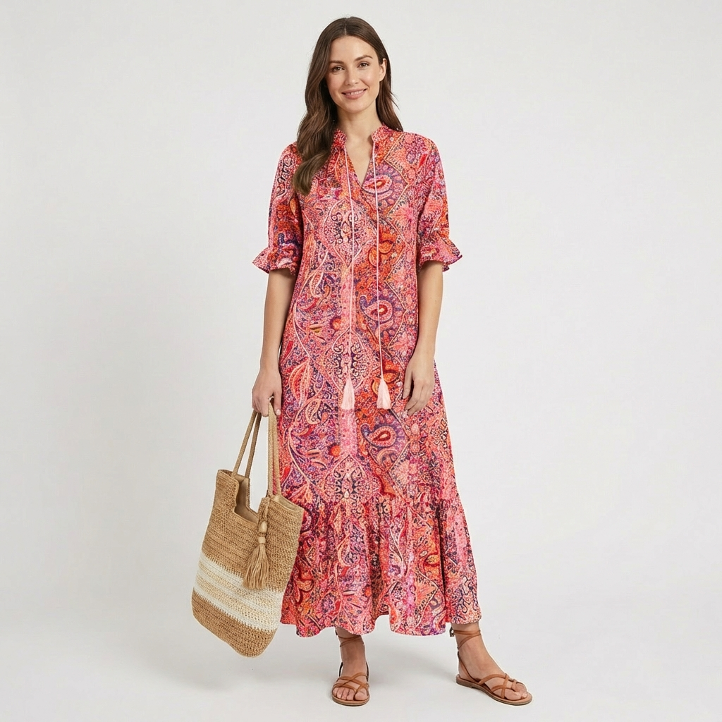 Remedios | Abito lungo Paisley con nappine donna Boho