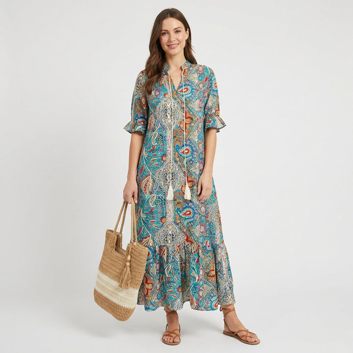Remedios | Abito lungo Paisley con nappine donna Boho
