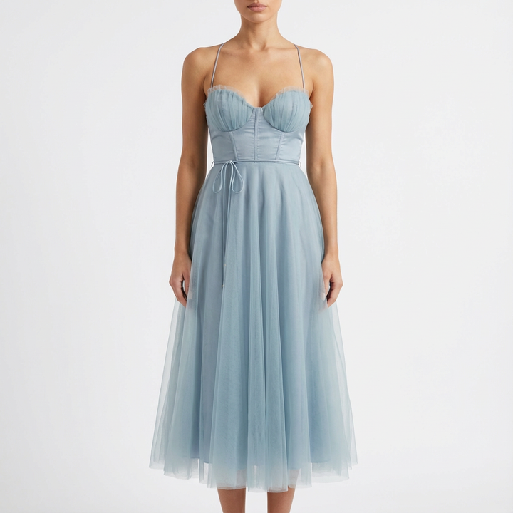 Rona | Vestito midi svasato con spalline sottili da donna