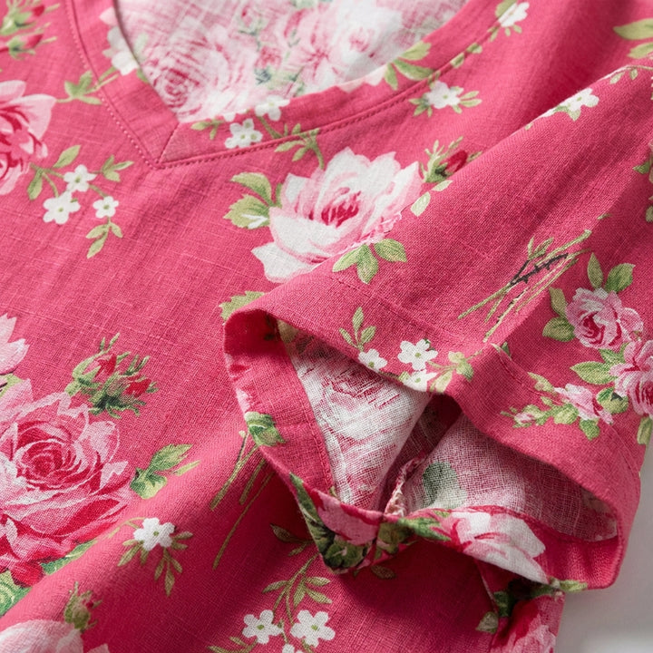 Rosa | Maglietta floreale a maniche corte donna