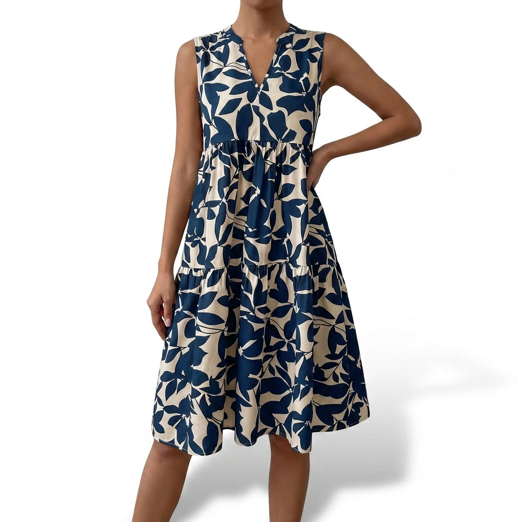 Selva | Vestito Donna Senza Maniche Stampato a Balze