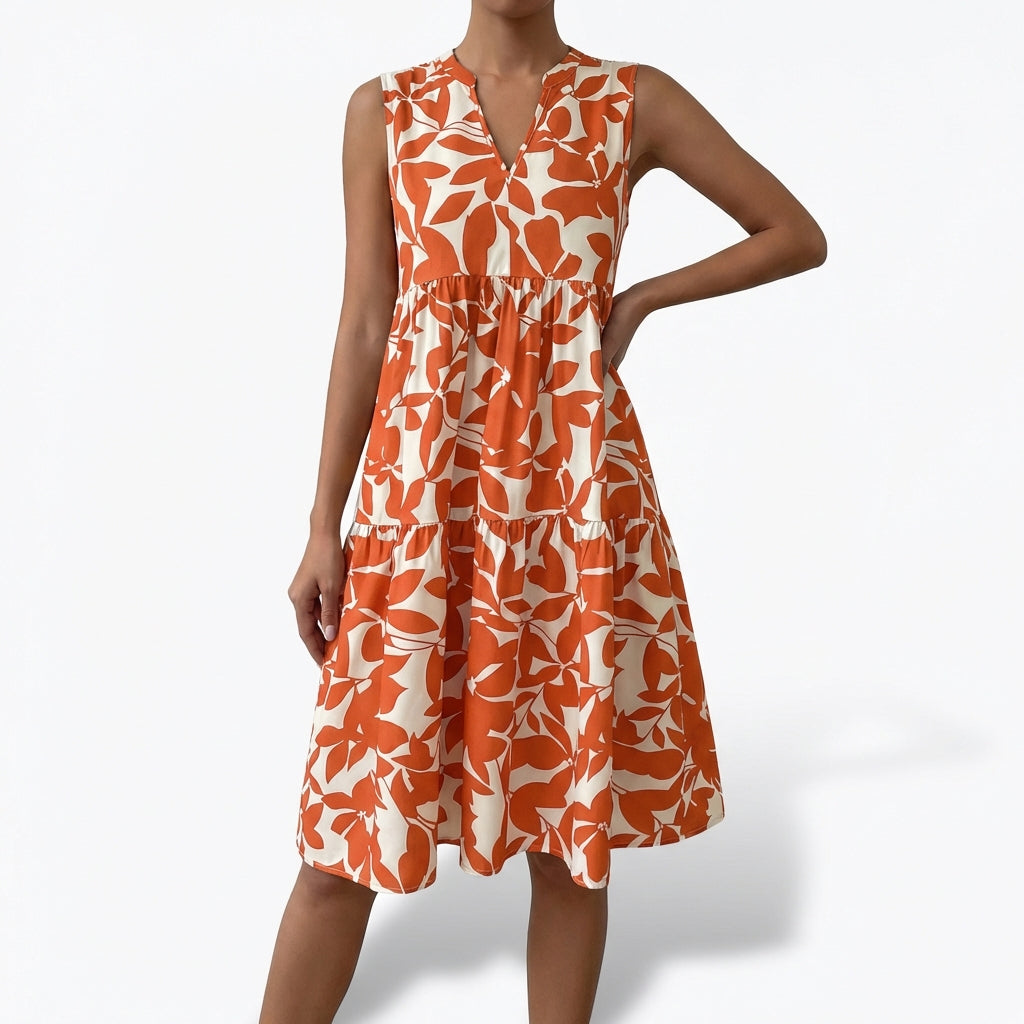 Selva | Vestito Donna Senza Maniche Stampato a Balze