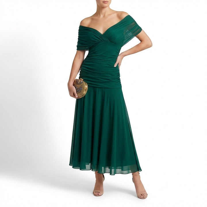 Severina | Abito Maxi Donna Drappeggiato con Spalle Scese