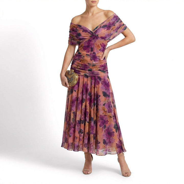 Severina | Abito Maxi Donna Drappeggiato con Spalle Scese