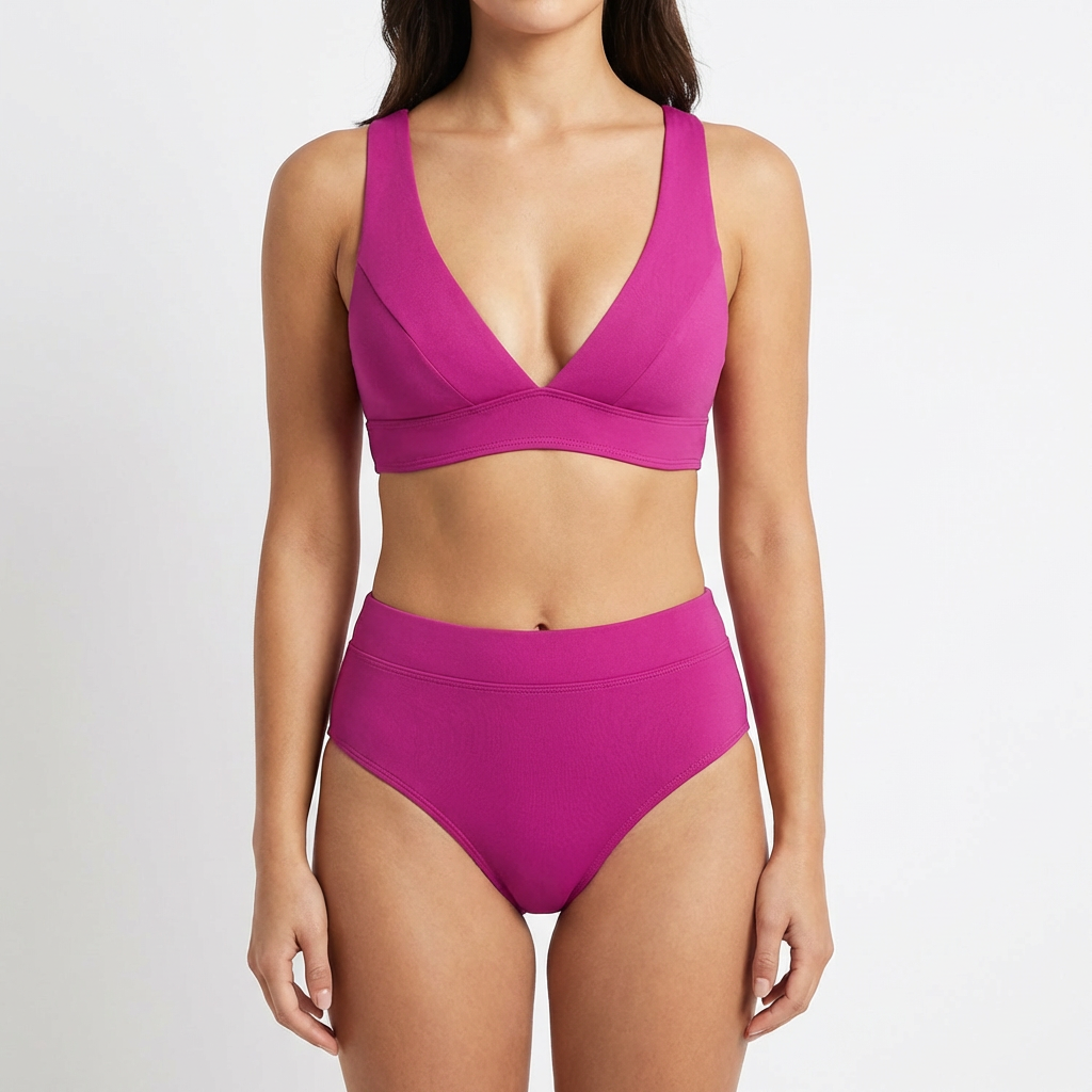 Sofia | Bikini Donna con Scollo a V Profondo e Slip a Vita Alta | Elegante