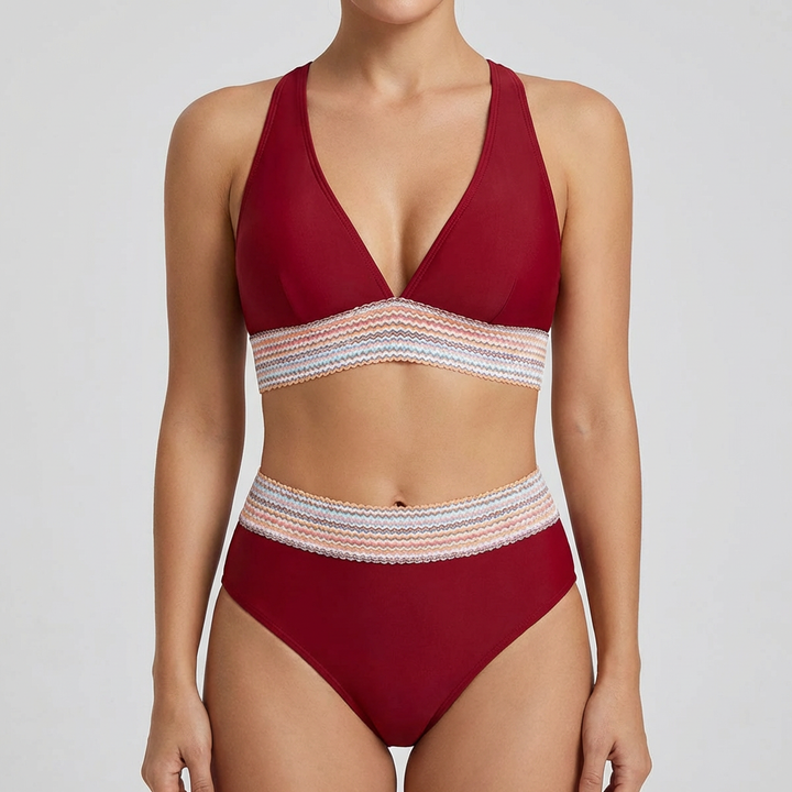 Sofia | Bikini Mujer Con Escote En V Profundo Y Detalle Fruncido Lateral | Elegante