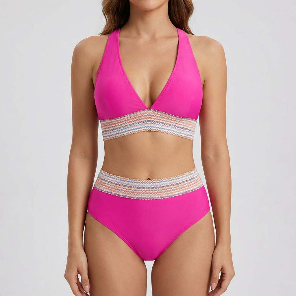 Sofia | Bikini Mujer Con Escote En V Profundo Y Detalle Fruncido Lateral | Elegante