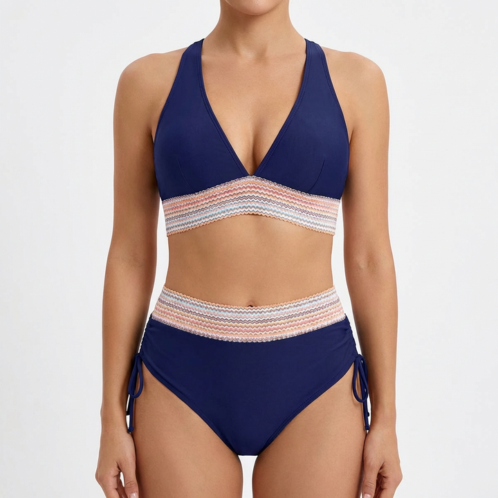 Sofia | Bikini Mujer Con Escote En V Profundo Y Detalle Fruncido Lateral | Elegante