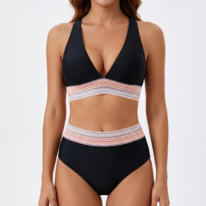 Sofia | Bikini Mujer Con Escote En V Profundo Y Detalle Fruncido Lateral | Elegante