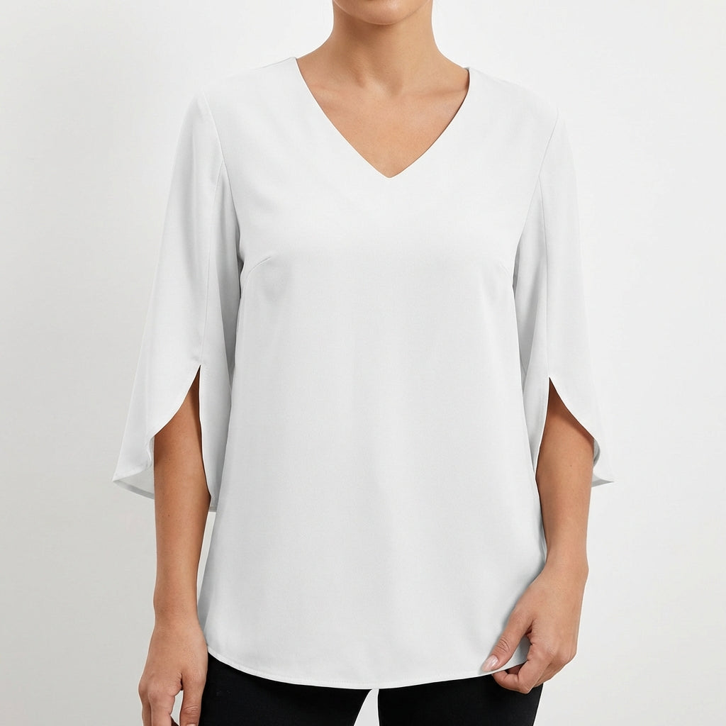 Sofia | Camicetta Donna con Scollo a V e Manica a Tre Quarti | Elegante Informale