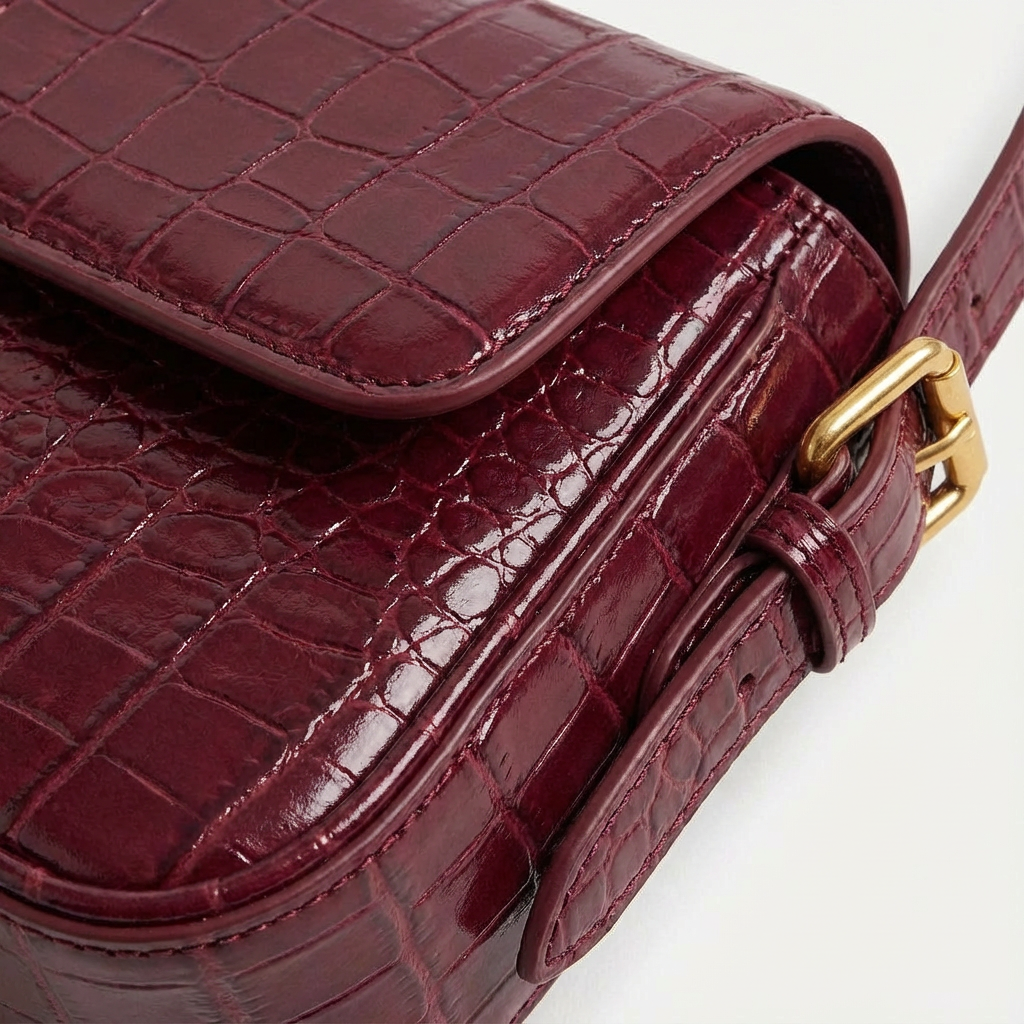 Sofia | Borsa Baguette Donna con Effetto Coccodrillo e Colore Bordeaux | Sofisticata