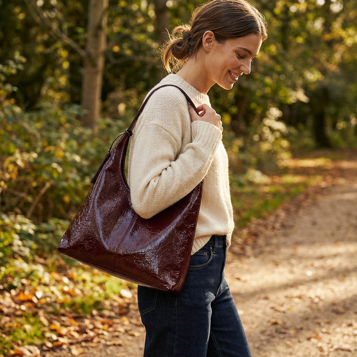 Sofia | Bolso Hobo Mujer Con Acabado Arrugado Y Asa Al Hombro | Minimalista