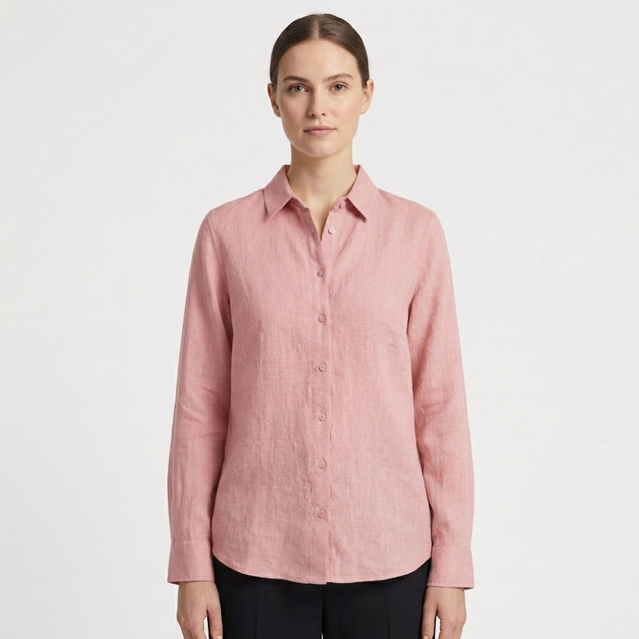 Sofia | Camisa Mujer Con Cuello Clásico Y Bajo Redondeado | Casual