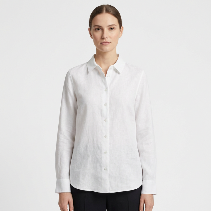 Sofia | Camisa Mujer Con Cuello Clásico Y Bajo Redondeado | Casual