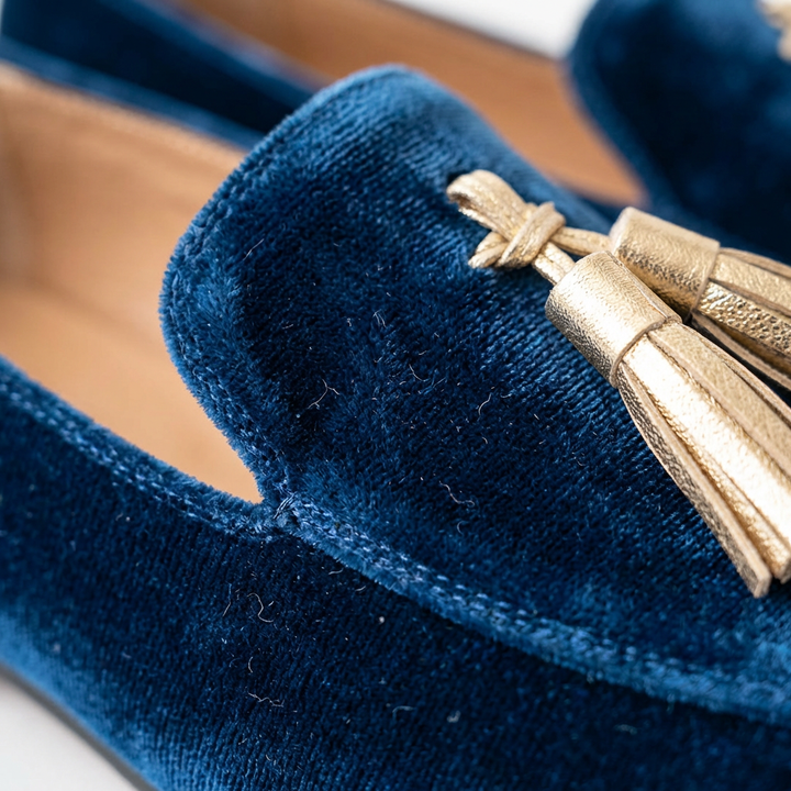 Sofia | Mocassini Blu Scuro Donna con Nappine Decorative e Modello Senza Lacci | Elegante