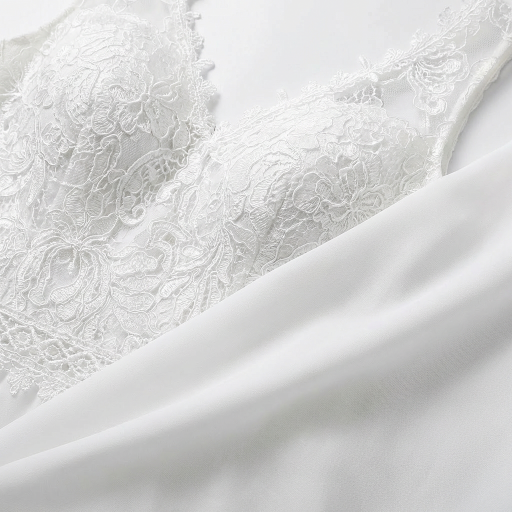 Sofia | Abito lungo bianco da donna con corpetto in pizzo e spacco laterale | Nuziale