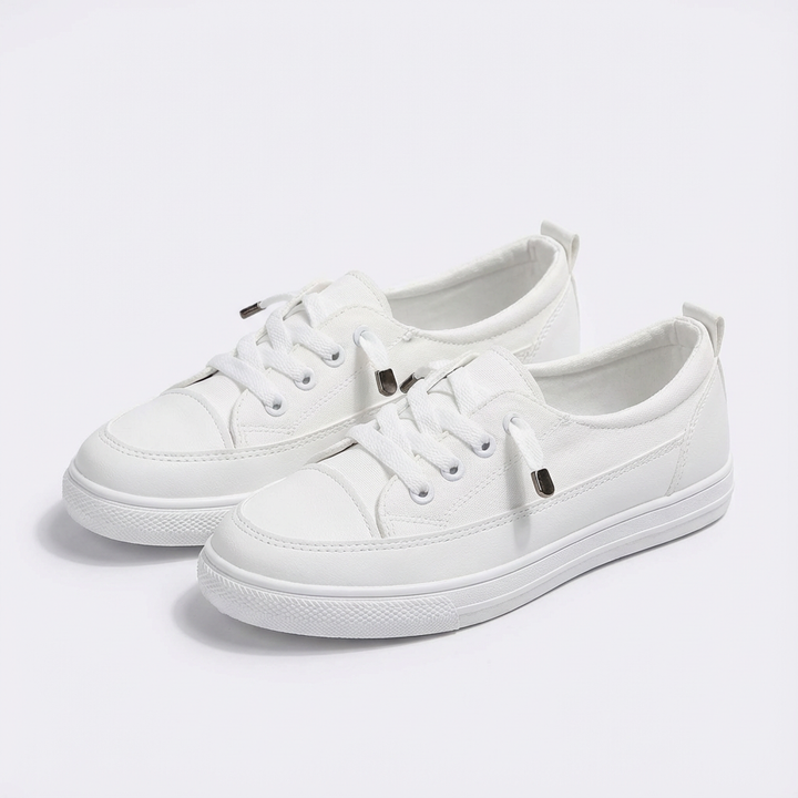 Sofia | Donna Scarpe Bianche con Lacci e Suola Piatta | Informale