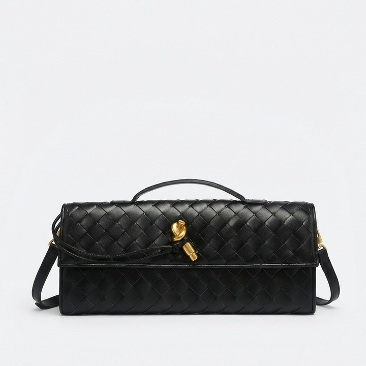 Sofia | Borsa da Donna a Mano con Intreccio e Chiusura a Nodo Dorato | Elegante