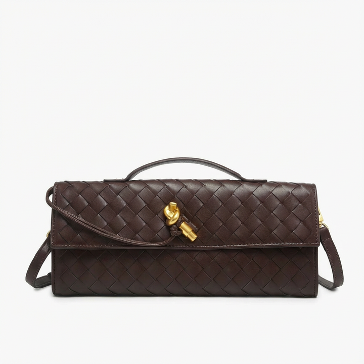 Sofia | Borsa da Donna a Mano con Intreccio e Chiusura a Nodo Dorato | Elegante