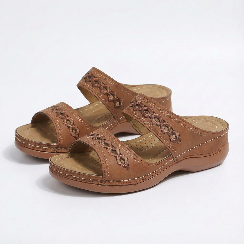 Sofia | Mujer Sandalias Planas Con Correa Tobillo Y Detalle Trenzado | Boho