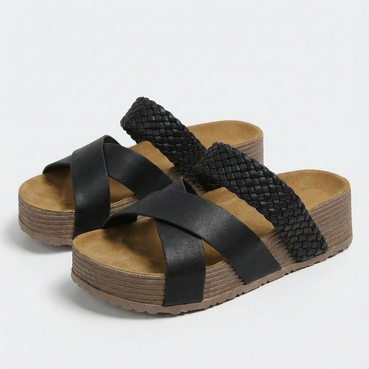 Sofia | Mujer Sandalias Plataforma Con Tira Trenzada Y Suela Corcho | Boho