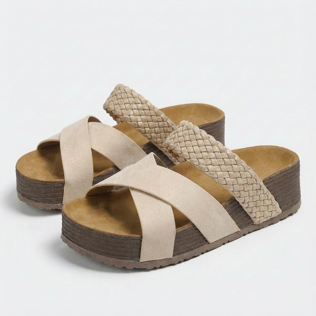 Sofia | Mujer Sandalias Plataforma Con Tira Trenzada Y Suela Corcho | Boho