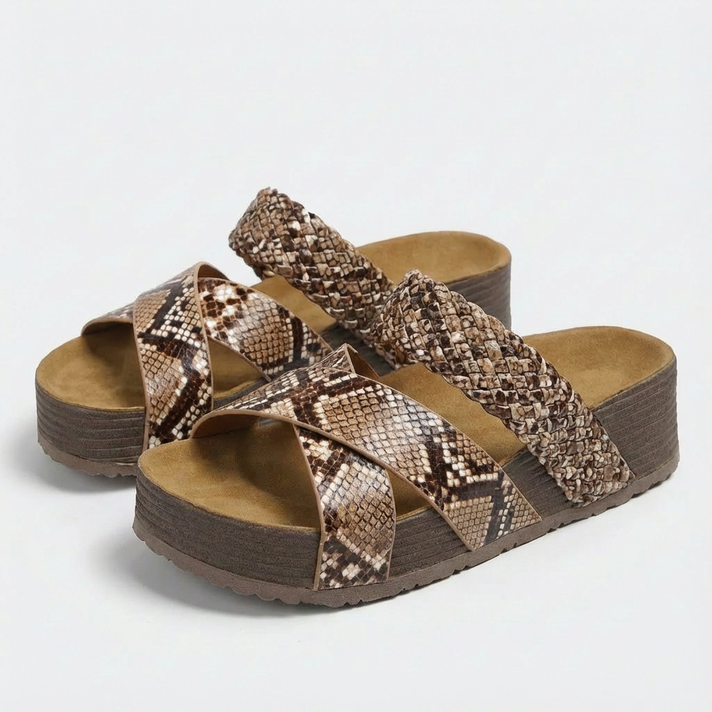 Sofia | Mujer Sandalias Plataforma Con Tira Trenzada Y Suela Corcho | Boho