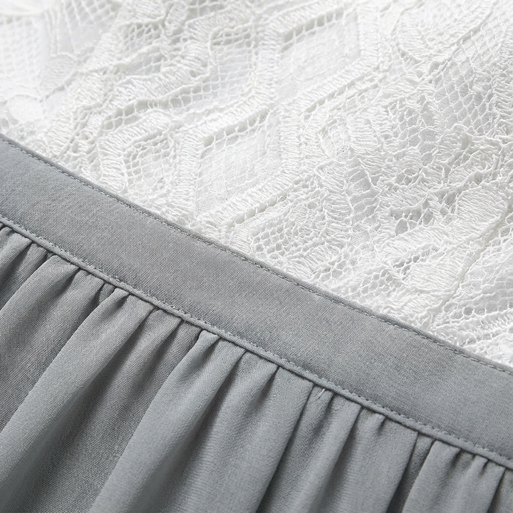 Sofia | Abito Maxi Donna con Pizzo, Scollo Halter e Gonna in Chiffon | Elegante